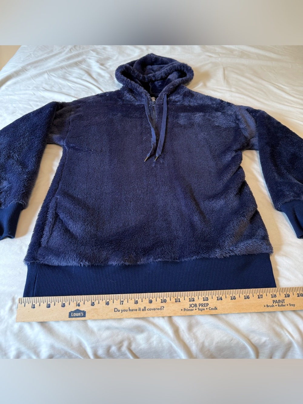 AERIE Super Soft Faux Fur 1/4 Zip Hoodie Deep Purple Sweatshirt Women’s Small - Picture 9 of 14